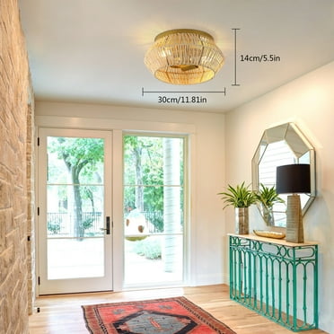 Woven Rattan Chandelier Light Ceiling Lamp Fixtures Living Room Corridor Hallway