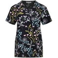 thumbnail image 1 of Minty Mint, Women's, Stretch Printed V-Neck Medical Scrub Top, Black, 2XL, 1 of 2