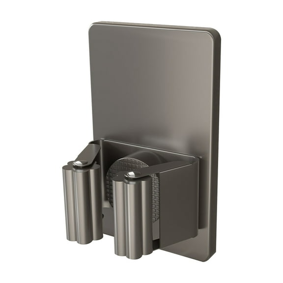 Self Adhesive Broom Holder Wall Mount - Heavy Duty No Drill Broom Organizer for Garage Closet Kitchen, Plastic Storage Rack for Brooms Mops Tools, Peel and Stick Adhesive(Gray)