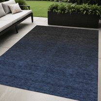 5' X 8' Navy Blue And Charcoal Abstract Washable Indoor Outdoor Area Rug