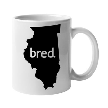 

Illinois Bred & IL USA State Map Outline US Citizen Coffee & Tea Mug Cup (11oz)