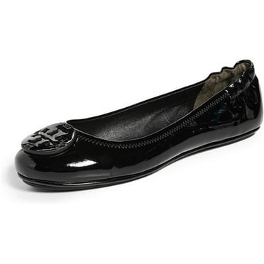 Burch Womens Minnie Travel Ballet Flats, Black Patent - Size 8