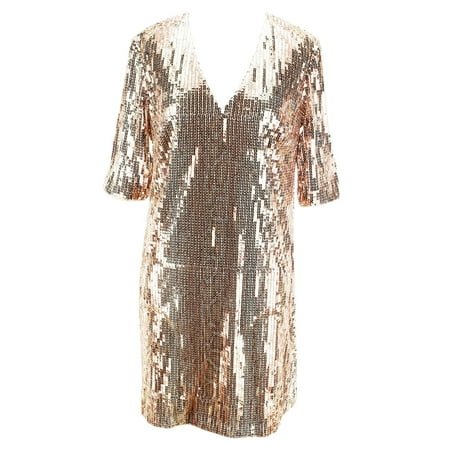 - Donna Morgan Women's 3/4 Sleeve Shift Dress - Beige Polyester