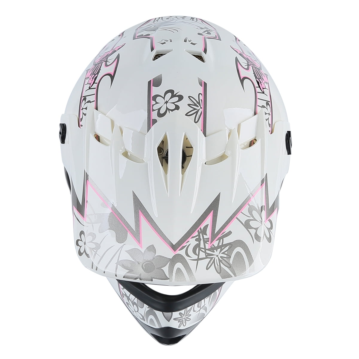 TCMT DOT Youth & Kids Motorcycle Helmet Pink Butterfly White with Goggles & Gloves for Atv Mx Motocross Offroad Street Dirt Bike S Size