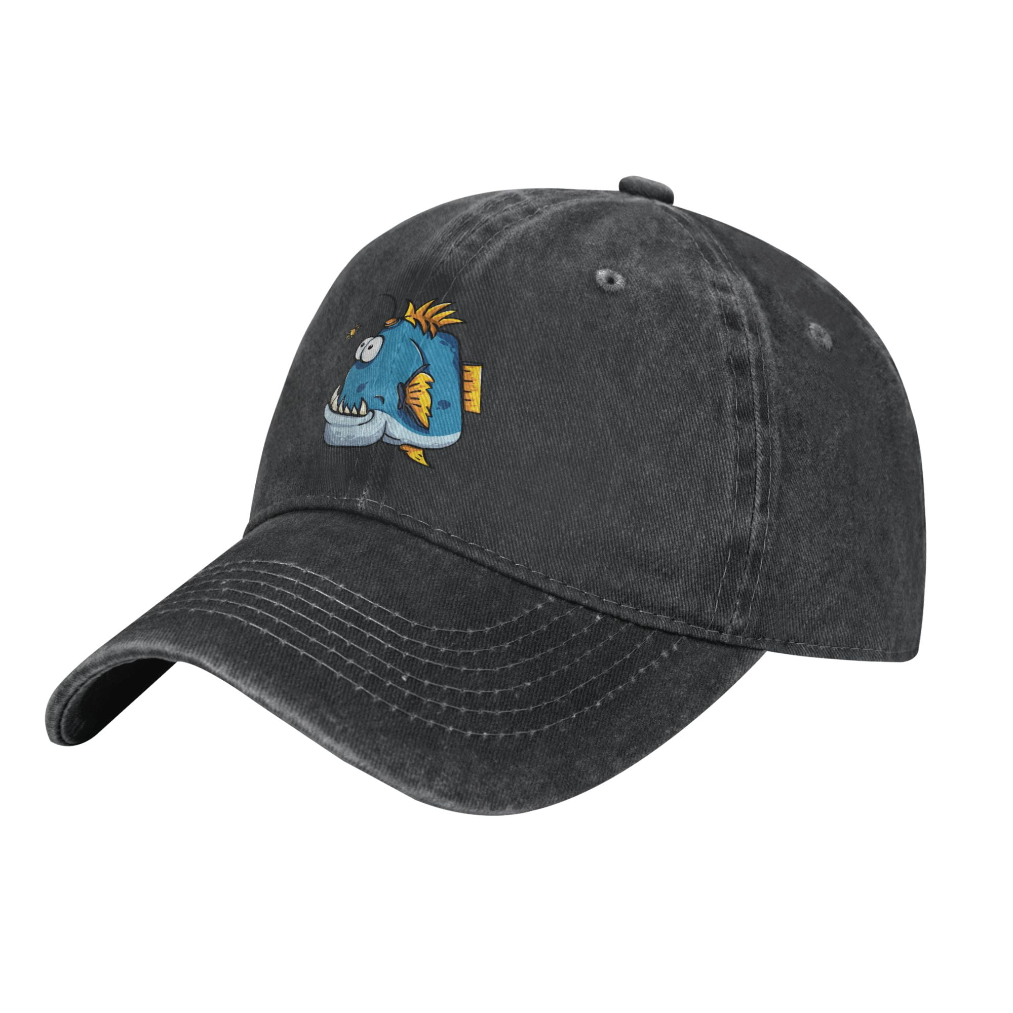 ZICANCN Fish Fishing Symbol Adjustable Baseball Cap Women , Hats for Men  Adult Washed Cotton Denim Baseball Caps Fashion