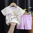 thumbnail image 2 of YuYuBao Toddler Girls Summer Outfits Sets Short Sleeve cartoon print Tshirts And Shorts Sets Clothes Comfortable Playwear 2 Pieces Kid Girls Sets, 3-4 Years, 2 of 3