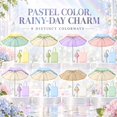 Handles With Ruffles Three-Fold Umbrella with Ruffled Canopy Trim, 8-Rib Frame and Curved ...