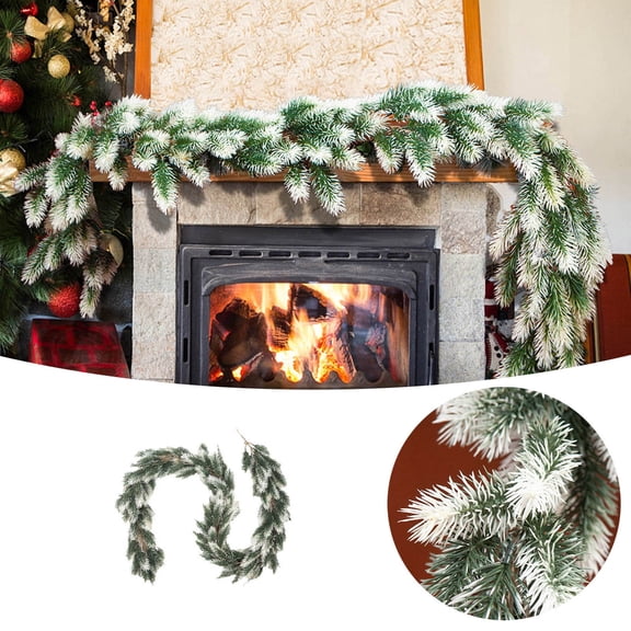 Artificial Christmas Garland 6.5Ft - Realistic Flocked Pine Greenery for Stair Railing, Mantel, Fireplace, Front Door, Holiday Party Decor with Green Cones