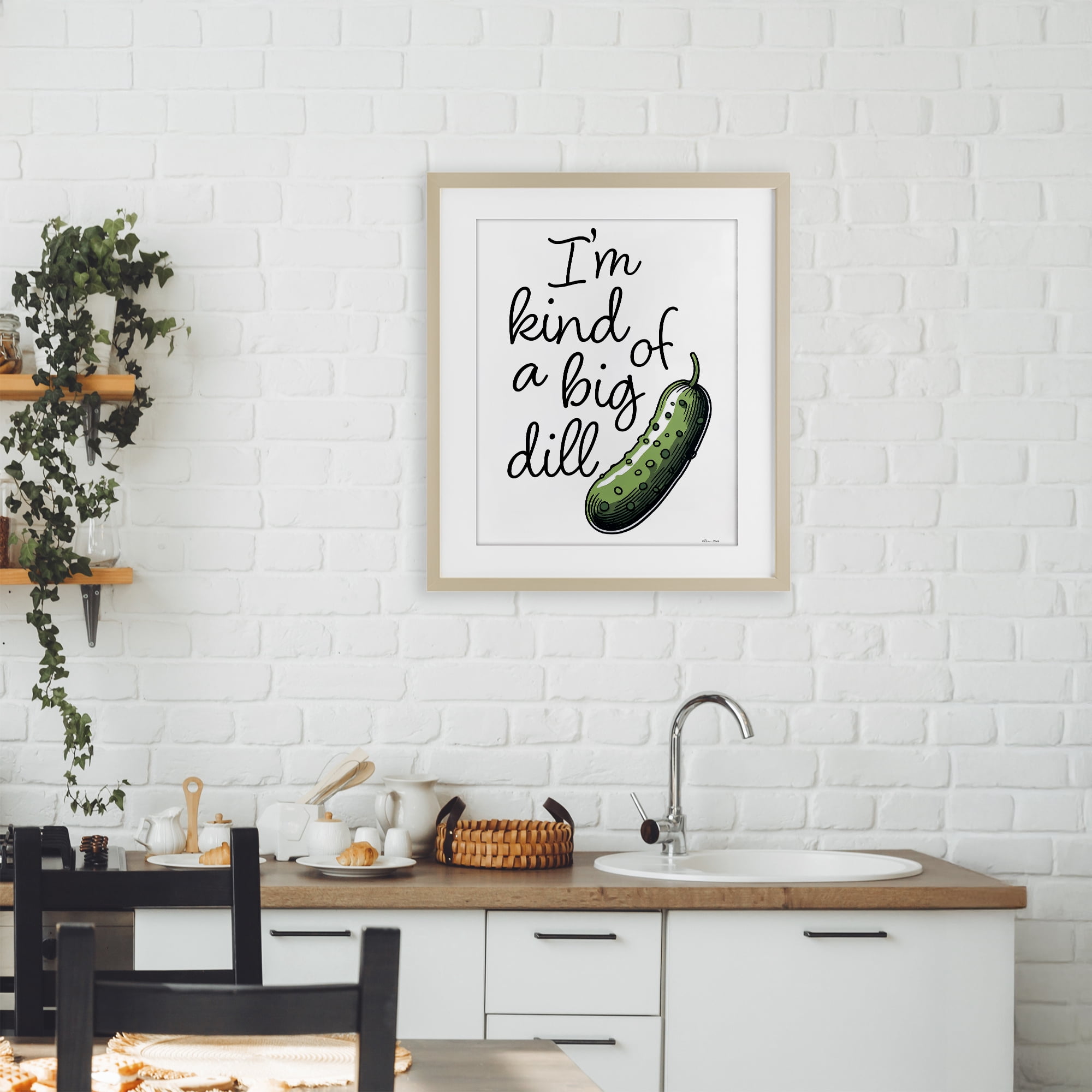 Stupell Industries Kind Of A Big Dill Pickle Birch Framed Print Under Glass, design by Susan Ball