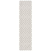 SAFAVIEH Martha Stewart Delores Geometric Cotton Runner Rug, Taupe/Cream, 2' x 8'