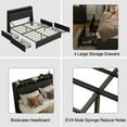 thumbnail image 7 of Full Platform Bed Frame with 4 Storage Drawers, Full Bed Frame with Bookcase Headboard & Built-in Charging Station, Noise-Free, No Box Spring Needed, Black, 7 of 7