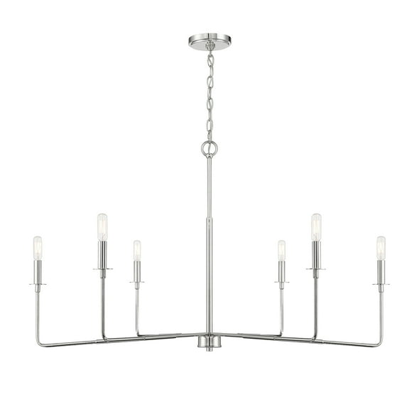Polished Nickel Six Light Chandelier from the Salerno Collection