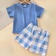thumbnail image 2 of Baby Clothes Boy Summer Kids Spring Cotton Plaid Printed Sleeveless Basketball 6M 12M 18M 24M 3T 4T Outfits&Set T-Shirt+Pant 2Pcs/Set Two Pieces Set, 2 of 7