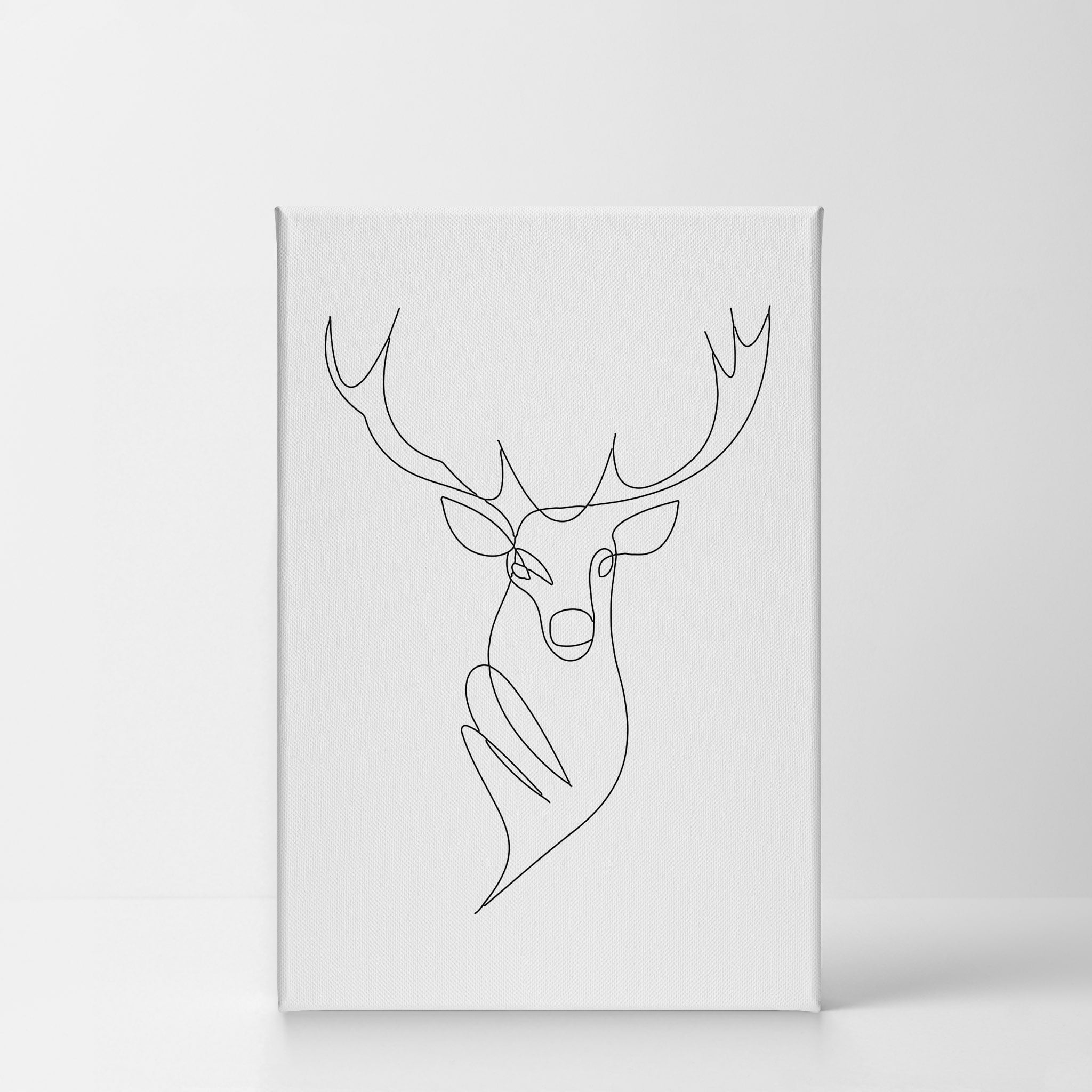 Smile Art Design Black and White One Line Minimalism Art Deer Bust Animal  Abstract Canvas Wall Art Print Office Living Room Dorm Bedroom Aesthetic  Modern Home Decor - 40x30