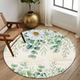 thumbnail image 2 of Large Round Rug 8Ft Washable Non-Slip, Green Eucalyptus Leaves Circle Area Rugs for Living Room Bedroom, Spring Daily Flowers Plants Beige Indoor Floor Mats Carpet Runner for Home Decor, 2 of 8