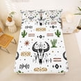 thumbnail image 5 of Erosebridal Tropical Botanical Cactus Full Size Sheets,Retro Boho Bull Skull Bed Sheets For Aztec Lover 4pcs, 5 of 6