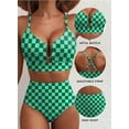 thumbnail image 3 of Eytino Womens Bikini 2 Piece U Wire Cutout Bikini Sets Floral Print High Waisted Summer Beach Swim Bathing Suit, 3 of 10