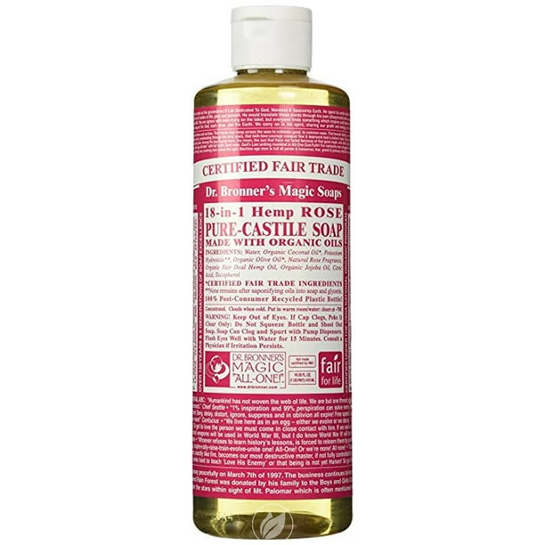 (2 Pack) Dr. Bronner's Magic Soaps Organic Castile Liquid Soap Rose 16