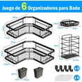 thumbnail image 3 of Estantes de Regadera para Baño, Organizador De Ducha De Esquina De Acero Inoxidable, Estantes de Regadera de Pared con Ganchos, Jaboner y Soportes para Cepillo, 3 of 4