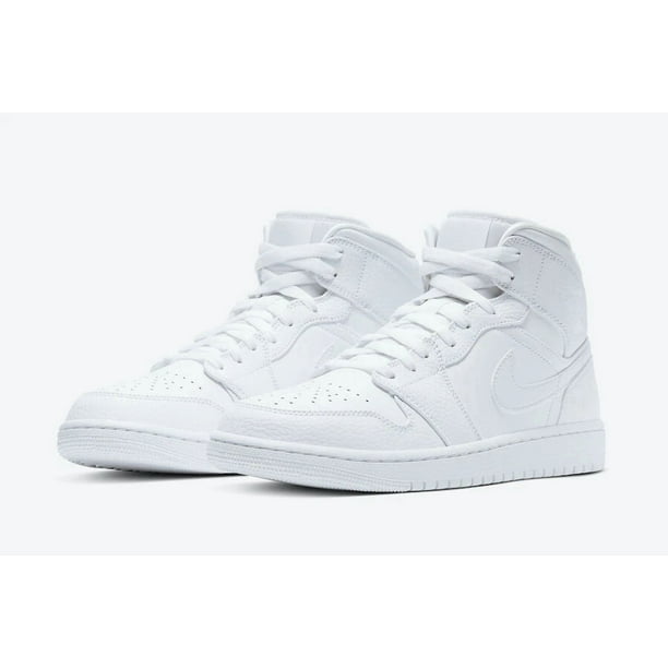Ni - ke Ni - ke Air Jordan 1 Mid Triple White Sneaker Shoes 51.5 52.5 US 17 18 554724-130