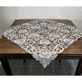 thumbnail image 2 of Doily Boutique Tablecloth or Table Topper Square Embroidered with Cutwork Gray and Silver Roses on Fabric Size 34 x 34 inches, 2 of 3