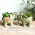 thumbnail image 2 of 1Pcs Cute Animal Elephant Shaped Ceramic Succulent Cactus Air Plant Flower Pots Planters-Plant Not Included (Green,Nose up), 2 of 4