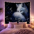 thumbnail image 2 of White Wolf Amidst Dark Roses with Glowing Embers, Mystical Fantasy for Nature Lovers, Wildlife Art Decor, Halloween Gift, Tapestry Wall Hanging for Bedroom and Living Room, 2 of 7