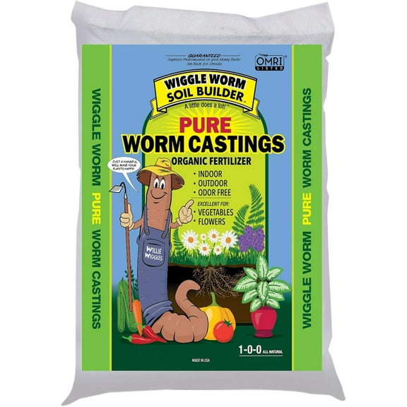 Wiggle Worm Worm Castings Organic Fertilizer, Soil Builder, 12 Pounds