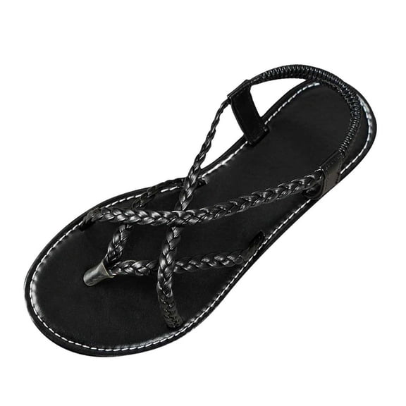 QQAMB Summer Flat Sandals For Women Casual Open Toe Thong Strappy Elastic Ankle Strap Beach Shoes Non Slip Backstrap Elegant Slides Sandals