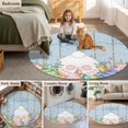 thumbnail image 5 of Spring Easter Round Area Rug 8Ft Washable Large Circle Rugs for Living Room Dorm, Rabbit Ears Foot Colorful Eggs Wooden Plank Non-Slip Carpet Floor Mats Indoor Outdoor Carpet Runner Home Decor, 5 of 8