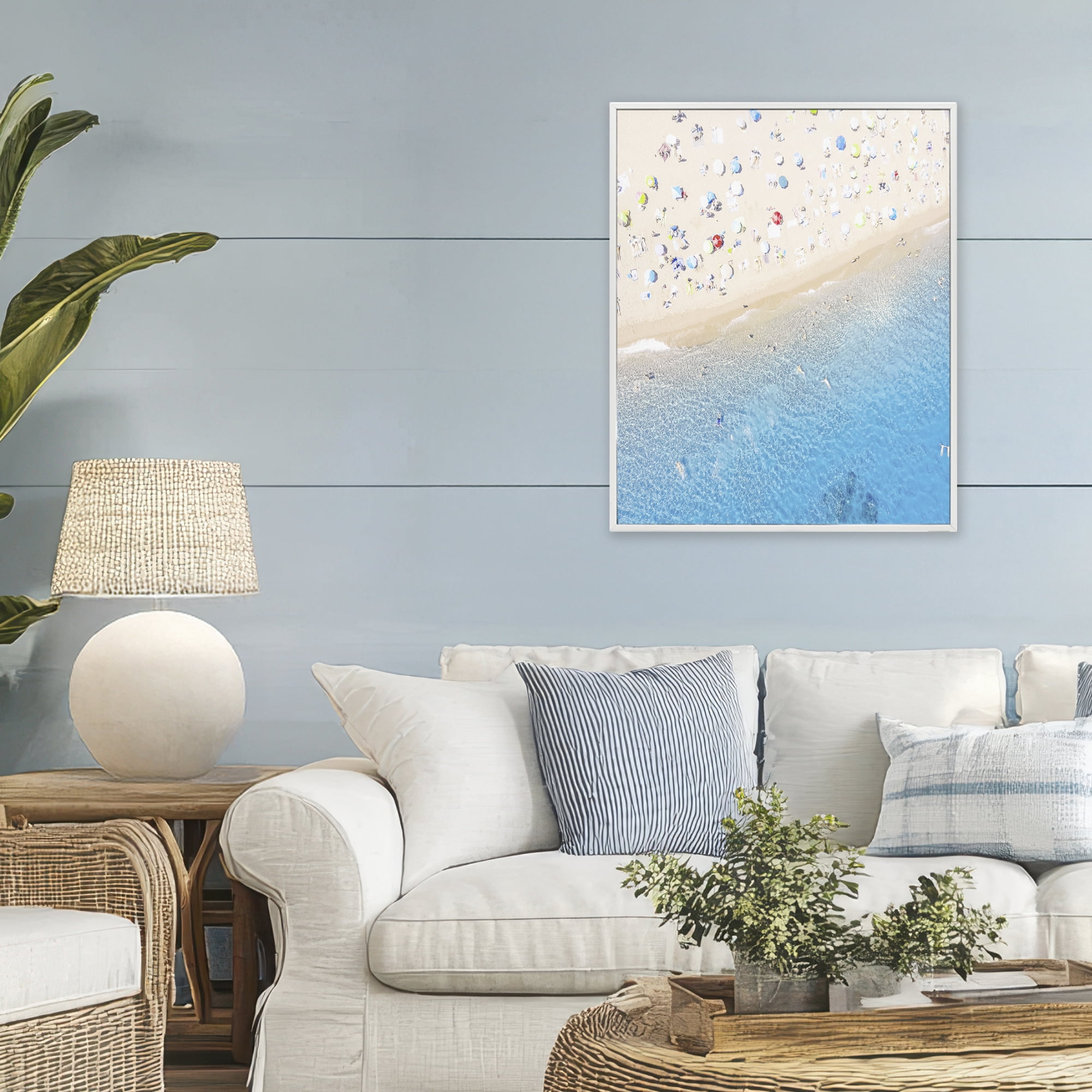 Stupell Industries Happy Beach in Summer White Framed Giclee Art, design by Leah Straatsma