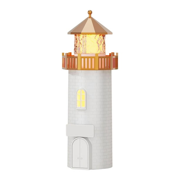Lámpara de mesa con forma de faro y altavoz Bluetooth, ideal para la decoración de la habitación de los niños. Blanco