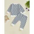 thumbnail image 5 of FEORJGP Kids Boys 2-piece Outfits 6M 12M 18M 2T 3T 4T Toddler Baby Plaid Long Sleeve Sweatshirts Crew Neck -Pullovers Tops with Elastic Waist Sweatpanshion Vintage Casual Spring Fall Outfits, 5 of 7