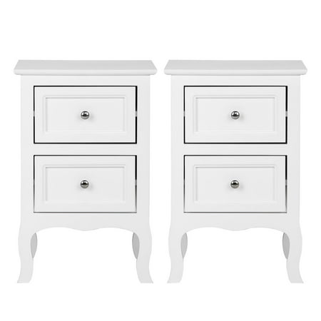 UBesGoo Set of 2 Nightstand Side Table Night Table White