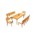 thumbnail image 3 of Grade-A Teak Dining Set: 10 Seater 11 Pc: 71" Rectangle Table And 10 Maldives Chairs (2 Arm & 8 Armless Chairs) Outdoor WholesaleTeak #51ML1611, 3 of 6