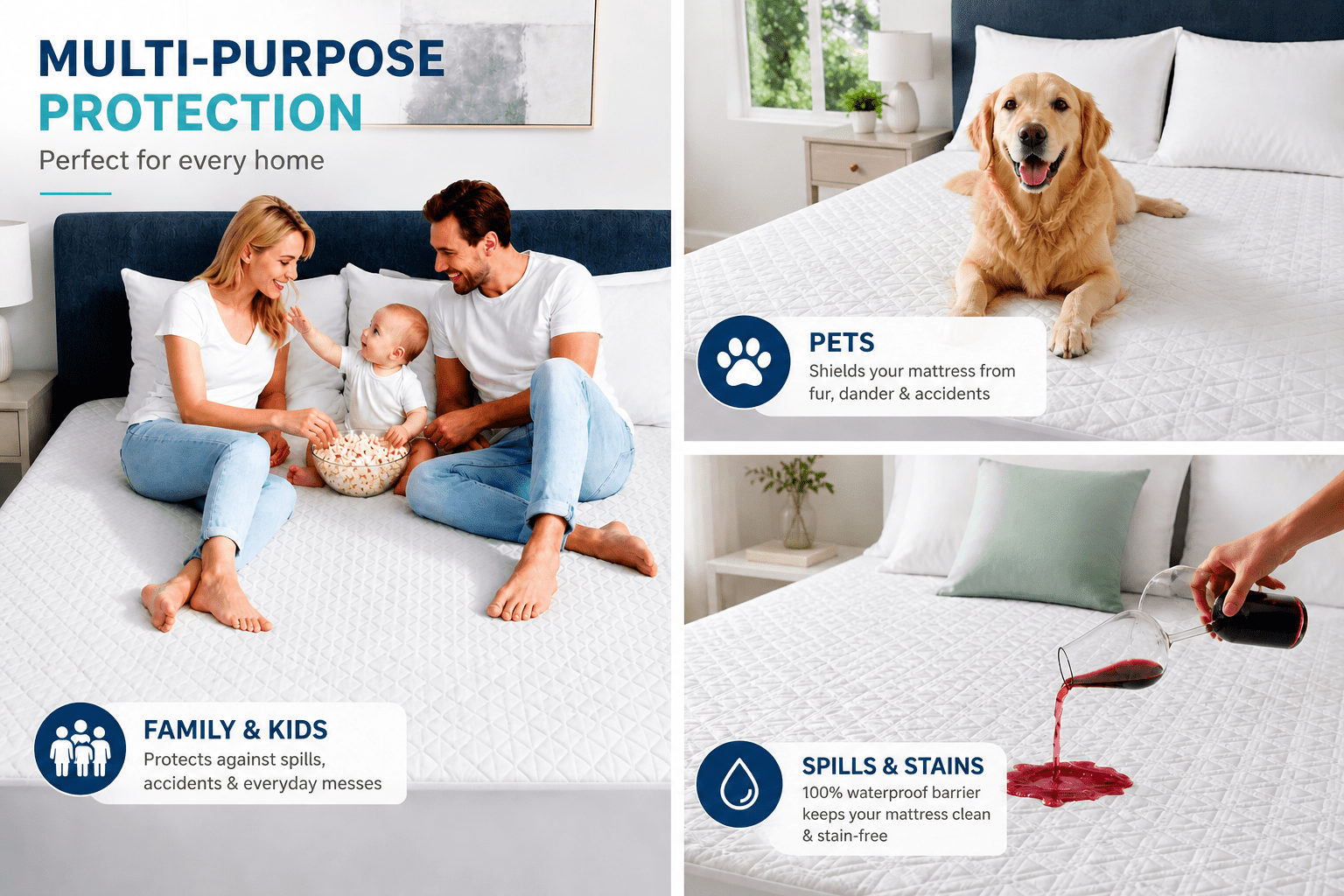 Absorbease King Waterproof Mattress Protector – Premium Bed Cover, Soft Breathable, Noiseless, Deep Pocket, Machine Washable