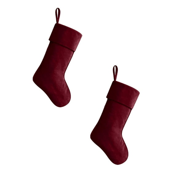 2 PC Classic 14.2 inch Velvet Christmas Stockings, Christmas Decor Soft Velvet Stockings for Christmas Fireplace Decorations