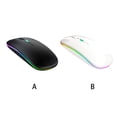 thumbnail image 2 of Matsuzay Ratón inalámbrico con RGB, compatible con Bluetooth, modo dual, silencioso, de 500 mAh, dispositivo señalador, accesorios para Videojuegos y accesorios Blanco, 2 of 6