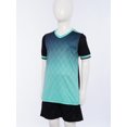 thumbnail image 4 of inlzdz Kids Boys Sport Training Outfit Soccer Jersey Sportswear Short-Sleeve T-Shirt with Shorts Set Light Green 7-8, 4 of 7