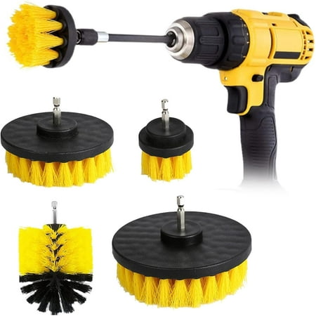 

4 Pack Brush Attachments Cordless Screwdriver Brush Drill Brush Cleaning Brush Scrubber Cleaning Brush Kit for Rim/Tile/Kitchen/Floor/Car/Bathtub