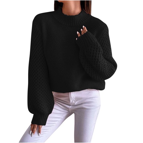 Awdenio Winter Sweater For Women Tops Clearance Women Solid Casual Sweater Round Neck Warm Tight Pullover