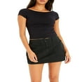 thumbnail image 1 of Backless Crop Tops for Women Summer Solid Color Short Sleeve Slim Fit T Shirt Basic Vest 2000s Clothes Clubwear, 1 of 9