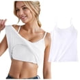 thumbnail image 3 of Womens Camisole Tank Tops with Built in Bra Wide Strap Camisole Shirts Workout Sports Padded Bras Sleeveless Summer Tops White, Size M, 3 of 8