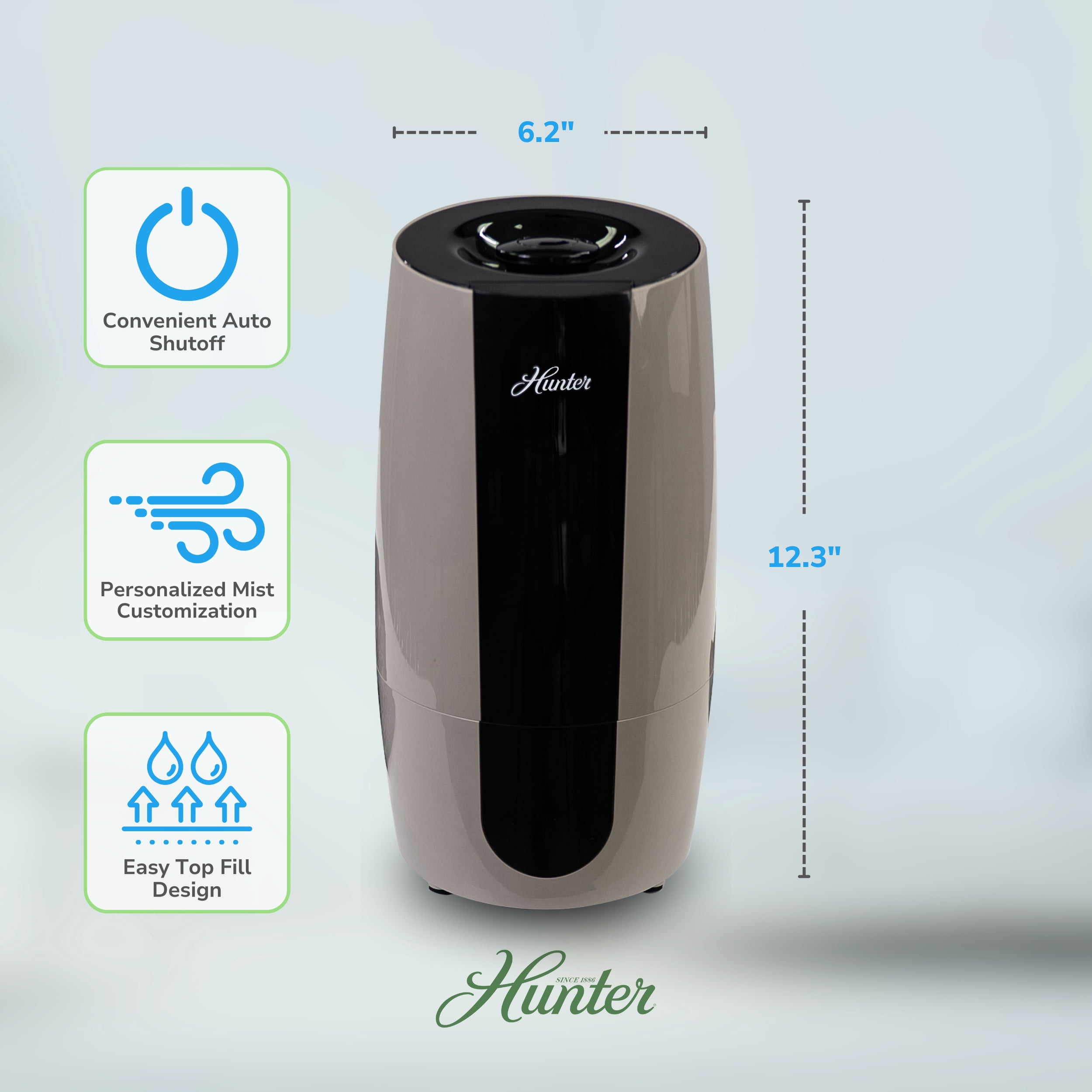 Hunter HHU400 Aspire Cool Mist 0.7 Gal Ultrasonic Humidifier, Taupe