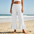 thumbnail image 2 of SONXAHE Women's Flare Hem Capris Elastic Waist Beach Daily Cropped Trousers, 2 of 8
