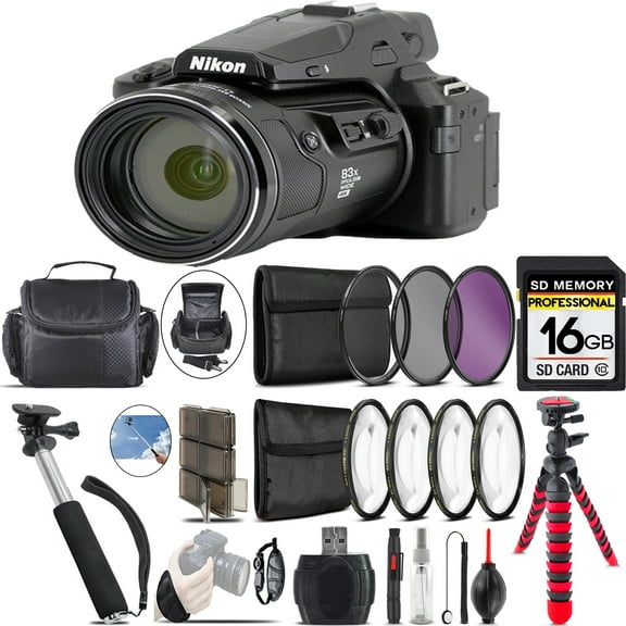 Nikon COOLPIX P950 Digital Camera   Spider Tripod   Case - 16GB Bundle (International Version)