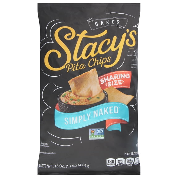 Stacy's Simply Naked Large Pita Chips 16 oz (Pack of 6)