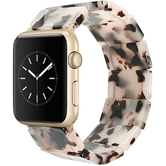 Resin Fashion Watch Band Compatible with Apple Watch, Tortoise Elastic Watch Band Bracelet Jewelry Wristband Women for iWatch