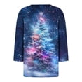 thumbnail image 3 of CLOISE Womens Tops 3/4 Sleeve Plus Size Christmas Tree V Neck Tee Shirts Pullover Slim Cozy Holiday Photos Clothing M, 3 of 4