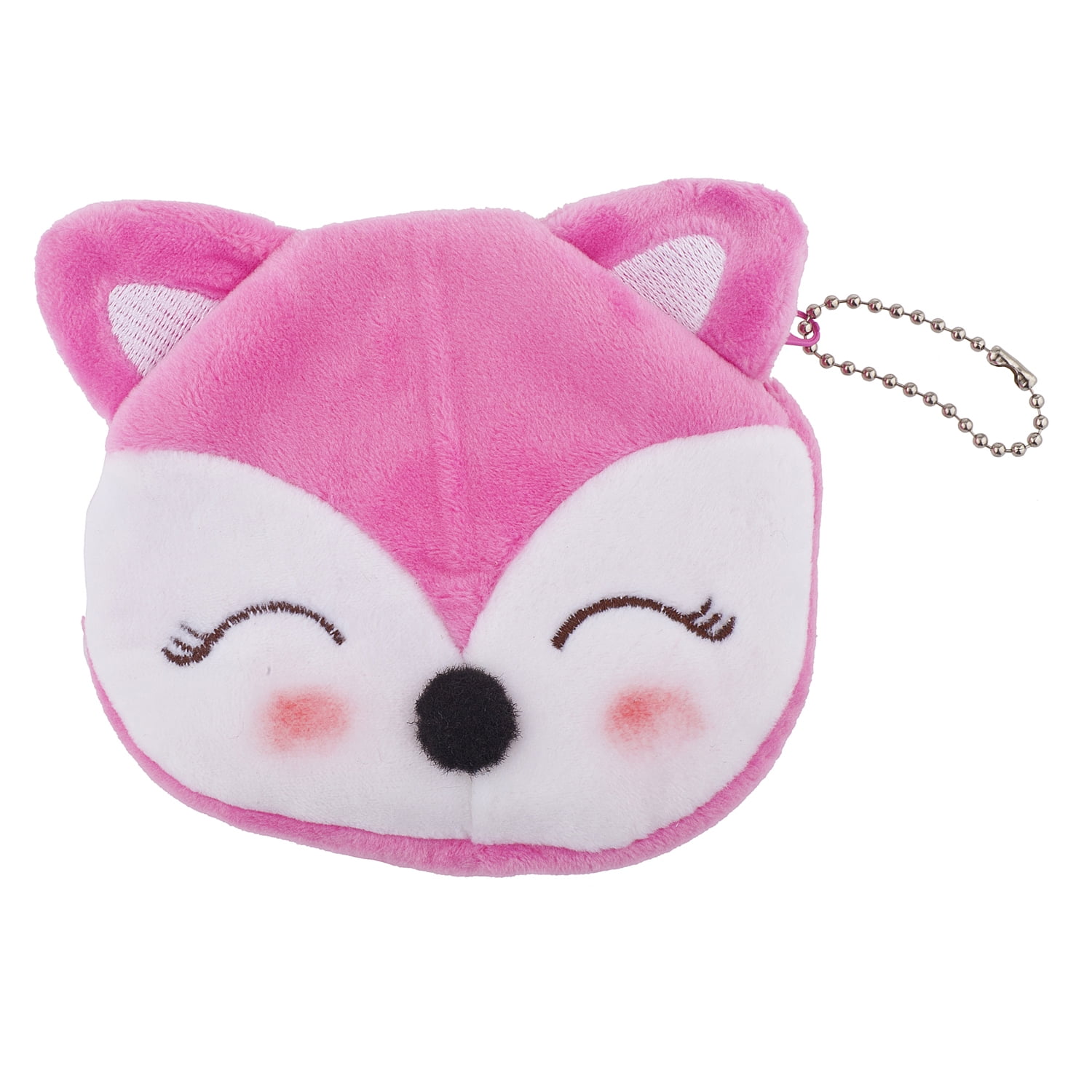 Lux Accessories Pink Pus Cat Plush Novelty Keychain Bag Charm Coin